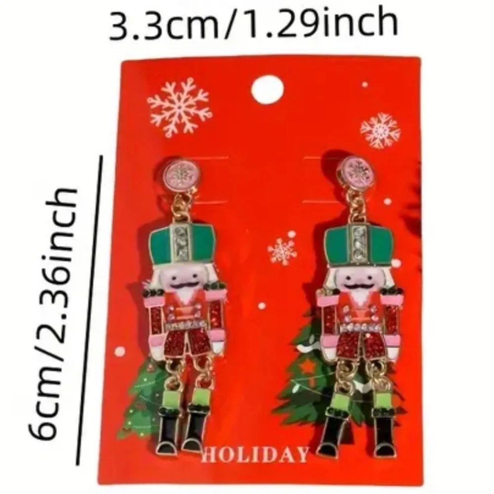 NWT! Christmas Holiday Nutcracker Earrings with Moving Legs and Rhinestones!